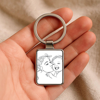 Personalized Mother’s Day Gift for Mom, Custom Baby Portrait Keychain, Line Art Keepsake
