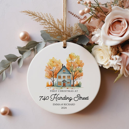 First Christmas Address Ornament, Personalized New Home Keepsake