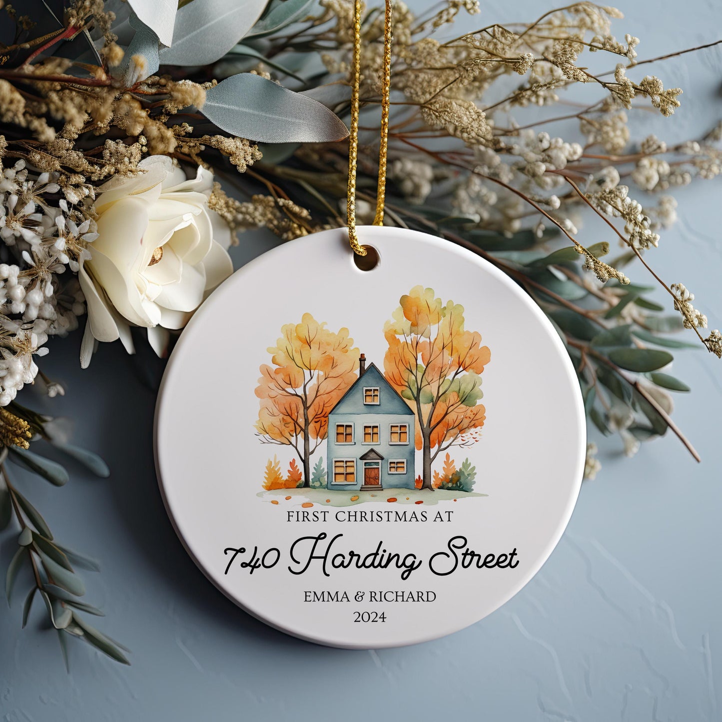 First Christmas Address Ornament, Personalized New Home Keepsake