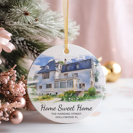 Our First Home Ornament, Custom House Portrait from Photo, New Home Gift
