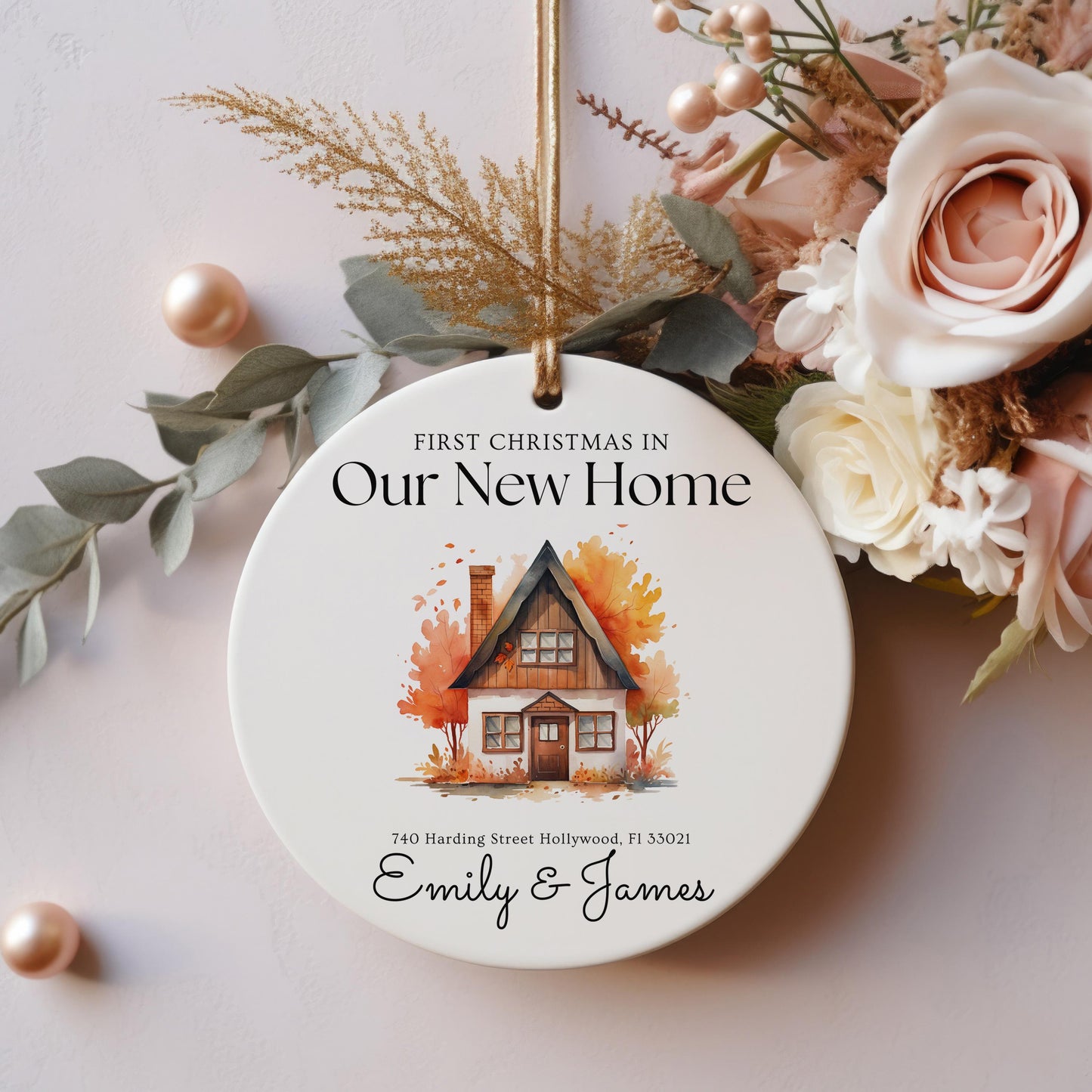 Personalized Address Ornament, First Christmas in Our New Home, New Home Gift