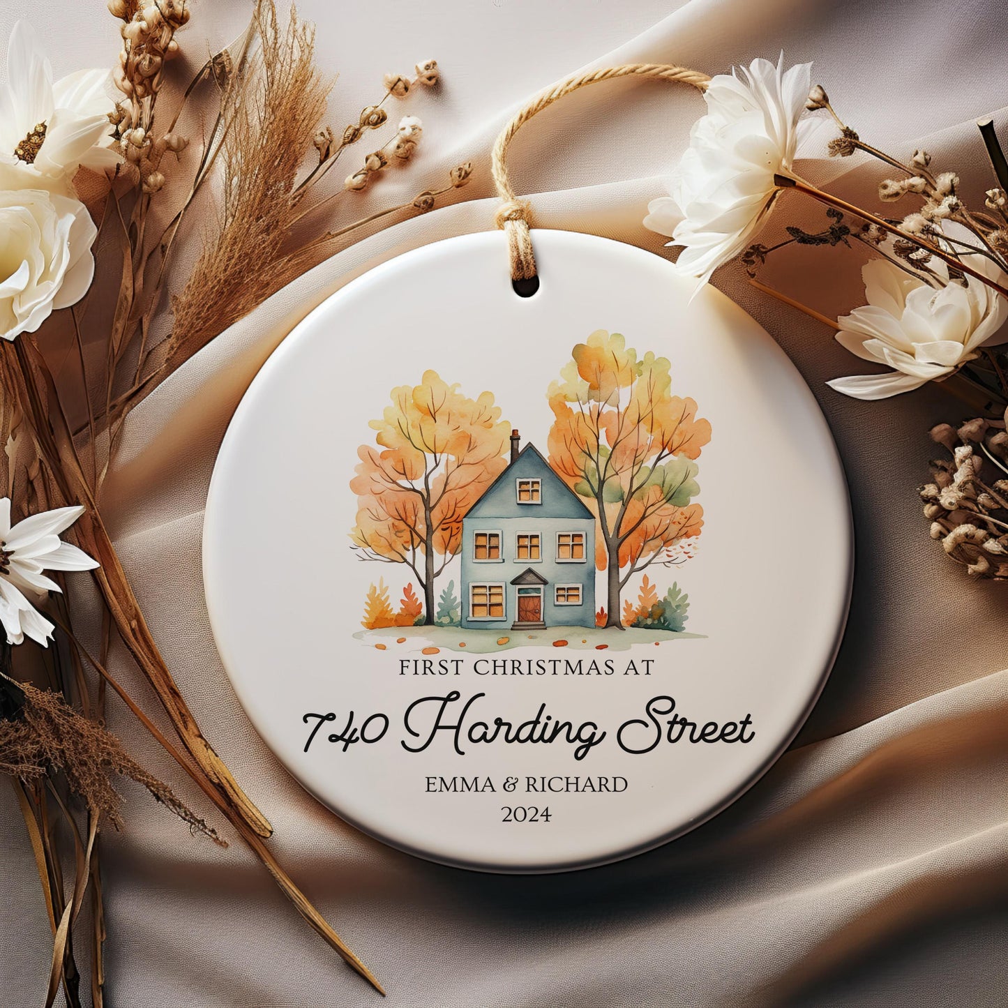 First Christmas at Our New Address, Personalized Housewarming Ornament