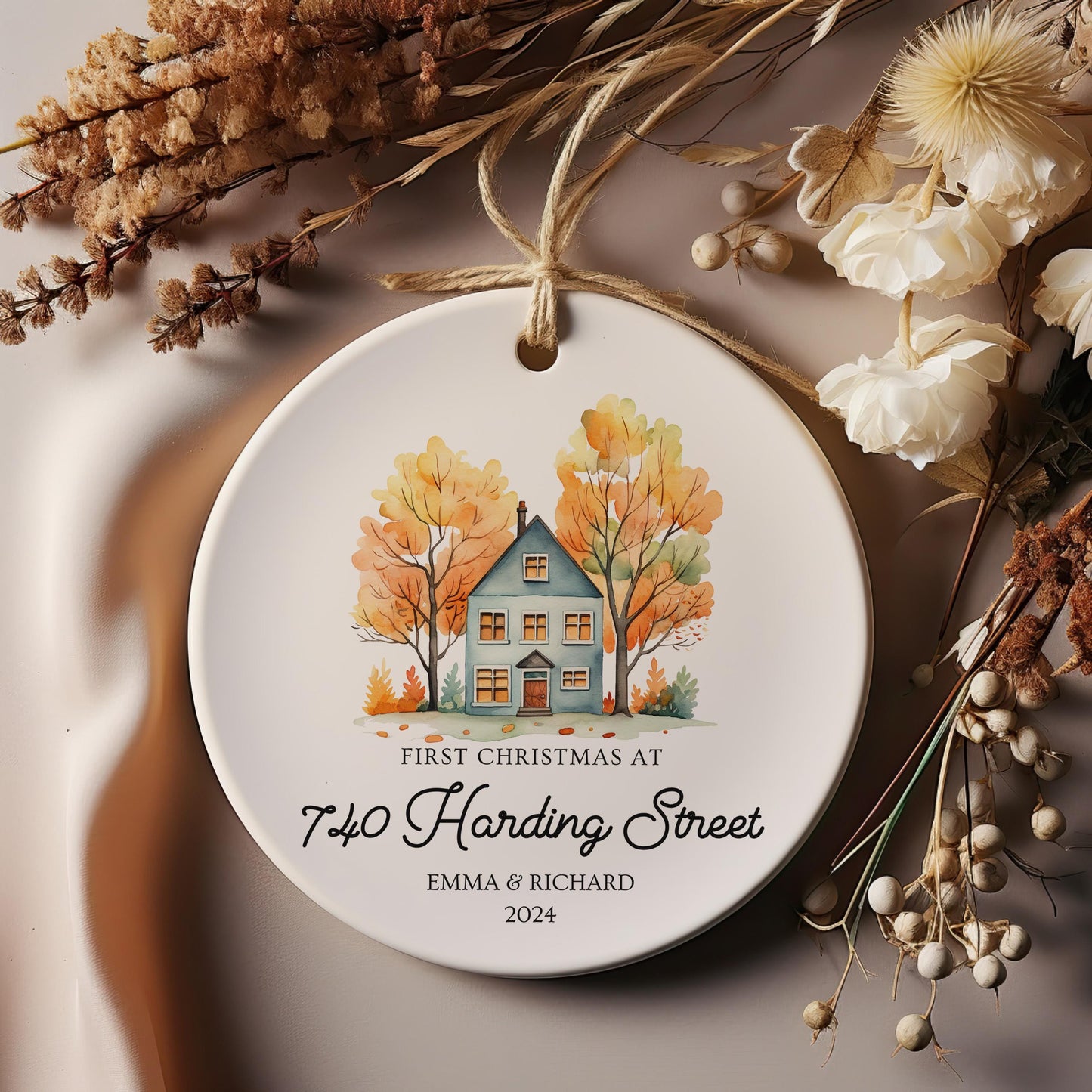 First Christmas at Our New Address, Personalized Housewarming Ornament