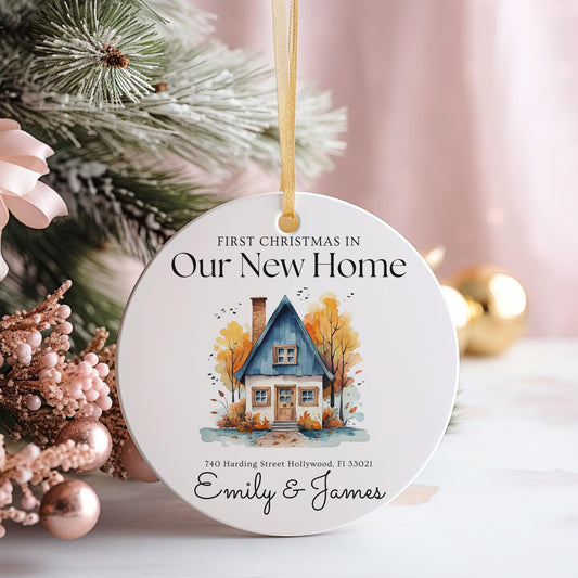 Personalized New Home Christmas Ornament, First Christmas Address Keepsake, Housewarming Gift