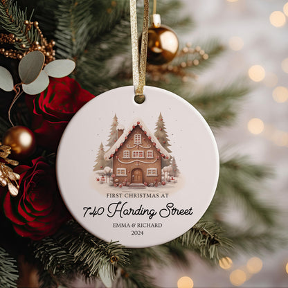 First Christmas at New Address Ornament, Personalized New Home Gift, Housewarming Keepsake