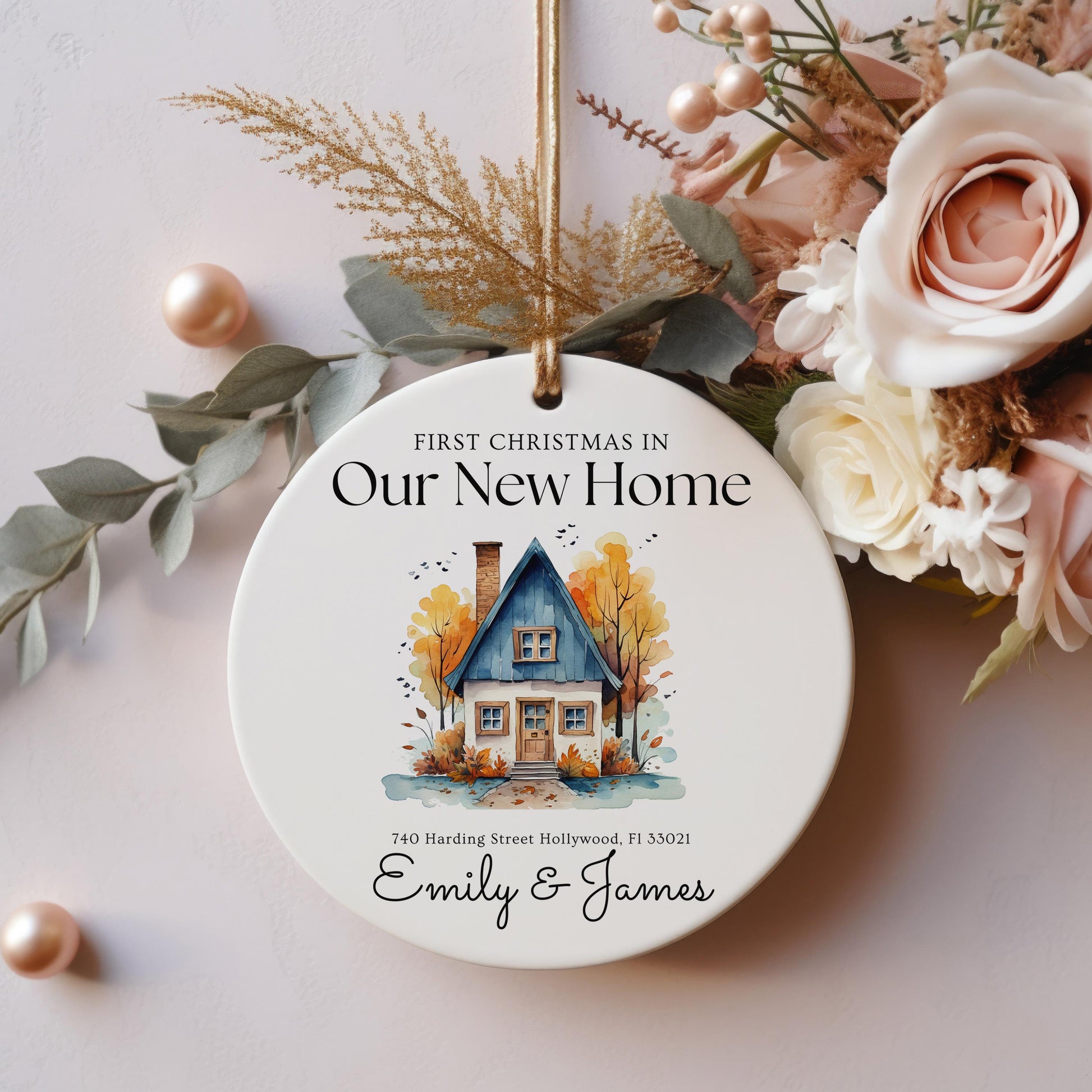 Personalized New Home Christmas Ornament, First Christmas Address Keepsake, Housewarming Gift