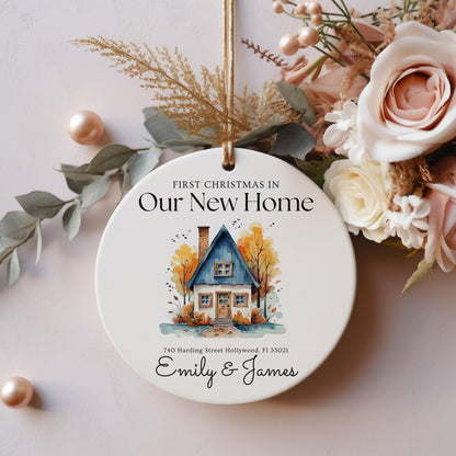Personalized New Home Christmas Ornament, First Christmas Address Keepsake, Housewarming Gift