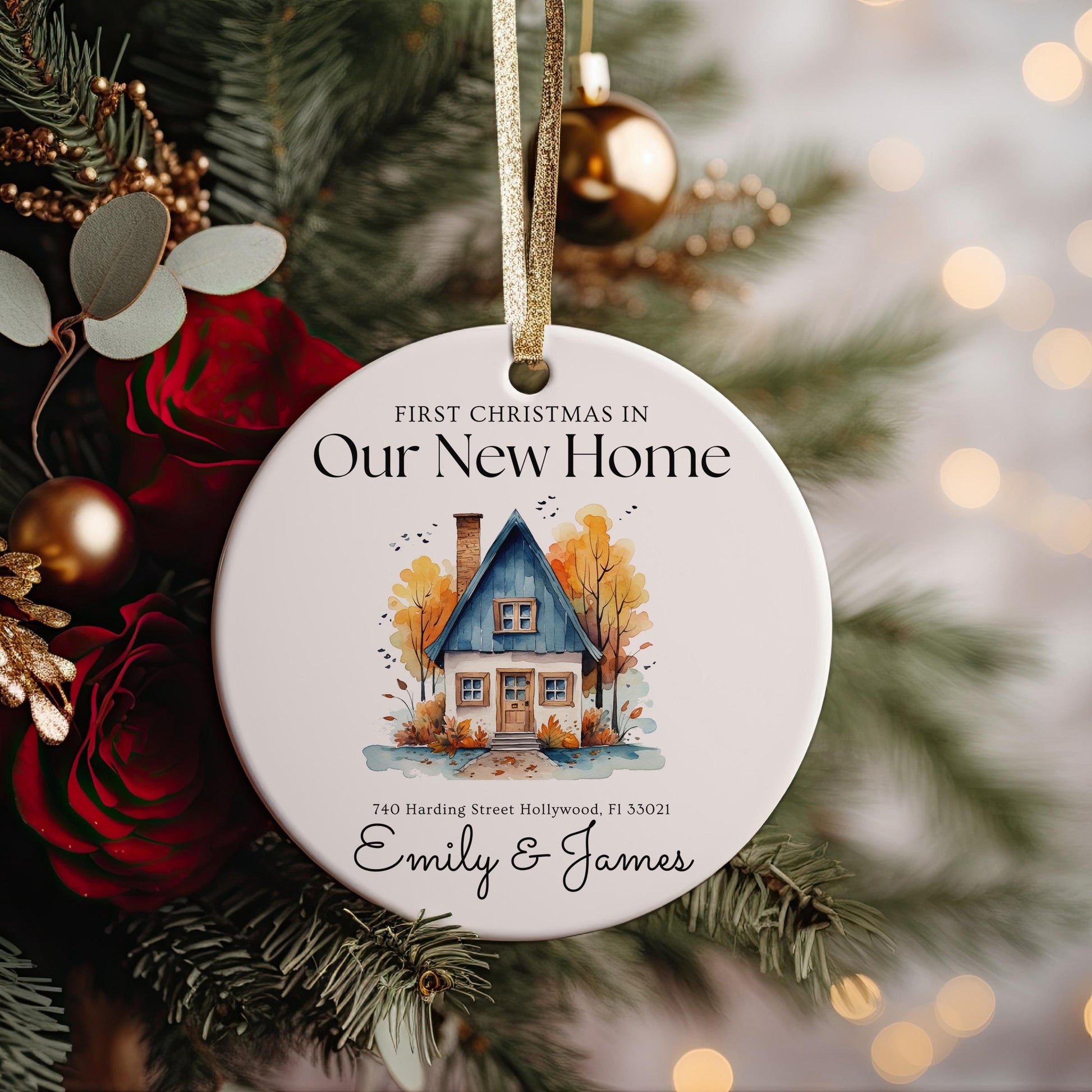 Personalized New Home Christmas Ornament, First Christmas Address Keepsake, Housewarming Gift