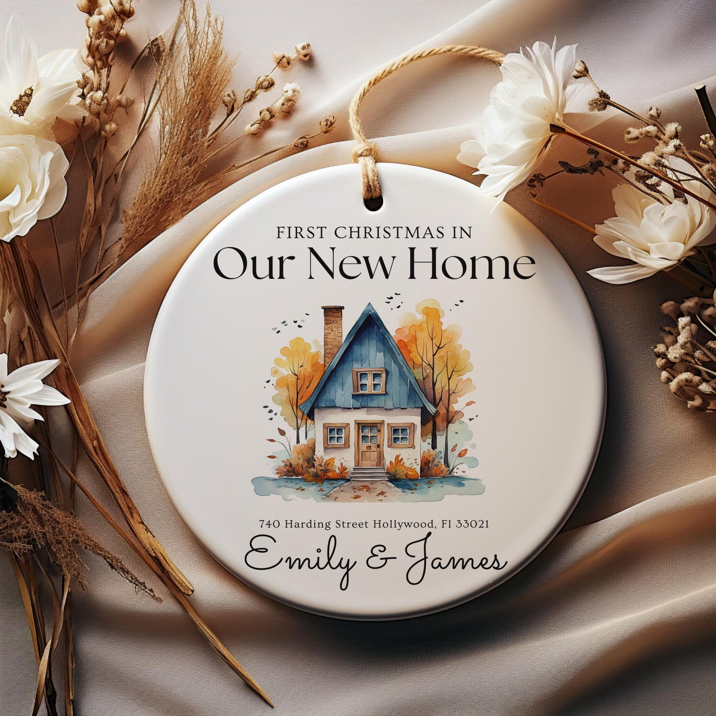 Personalized New Home Christmas Ornament, First Christmas Address Keepsake, Housewarming Gift