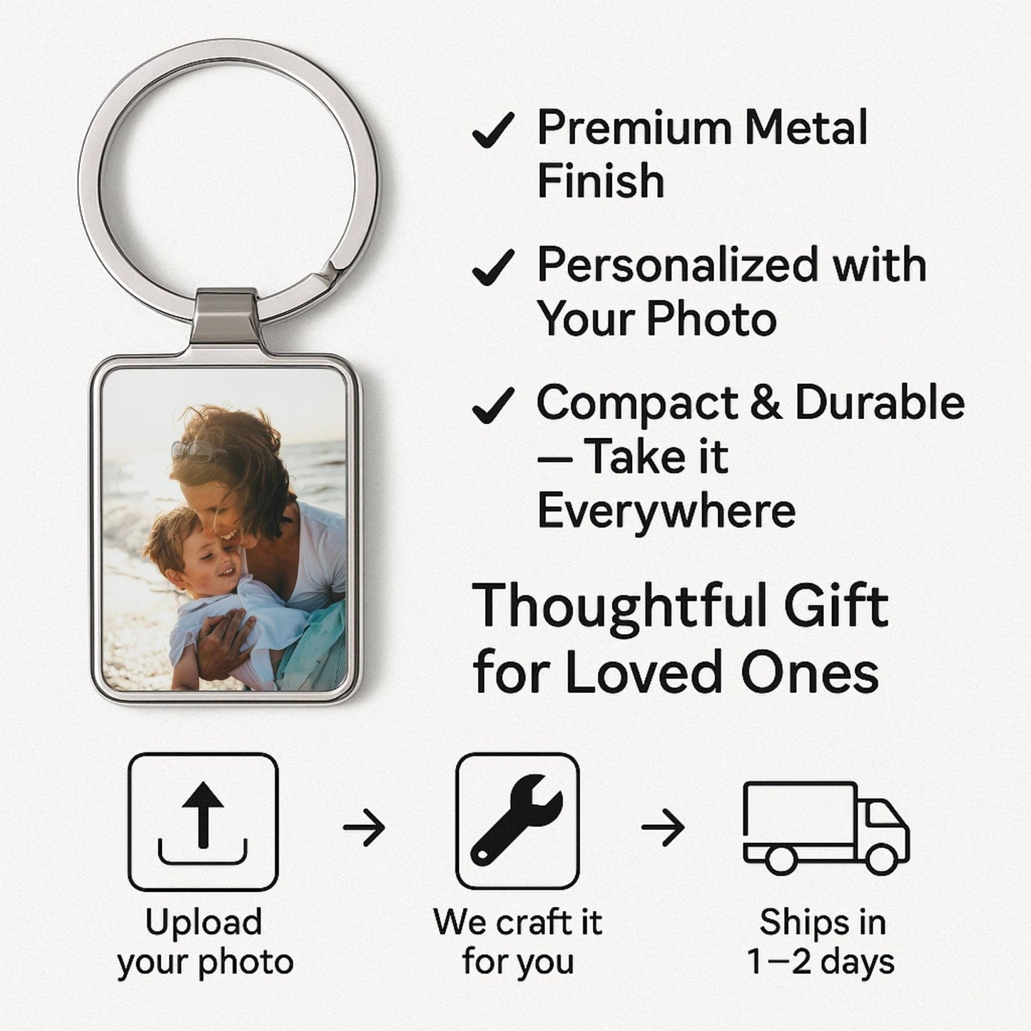 Mother’s Day Gift for Mom, Personalized Photo Keychain