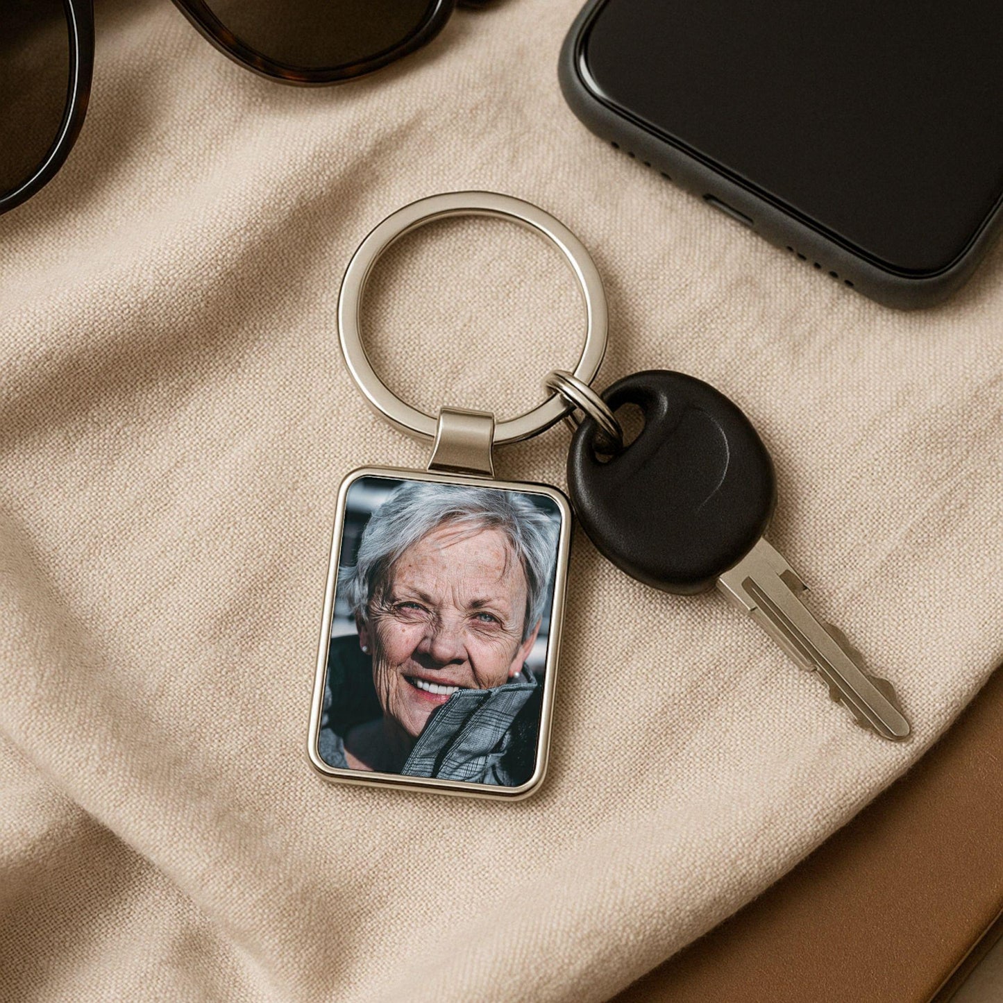Memorial Photo Keychain, Personalized Sympathy Gift
