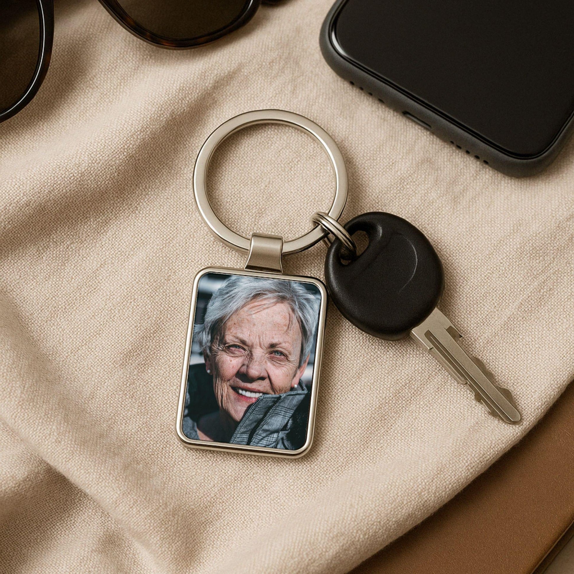 Memorial Photo Keychain, Personalized Sympathy Gift