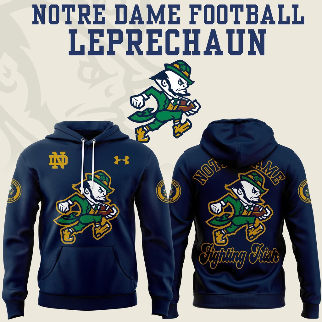 Notre Dame Football Team 2025 Leprechaun Logo Hoodie