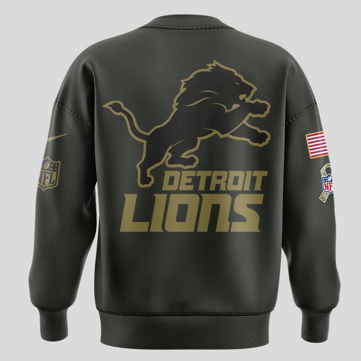 Detroit Lions Salute to Service Sideline 2025 Sweatshirt Custom Name