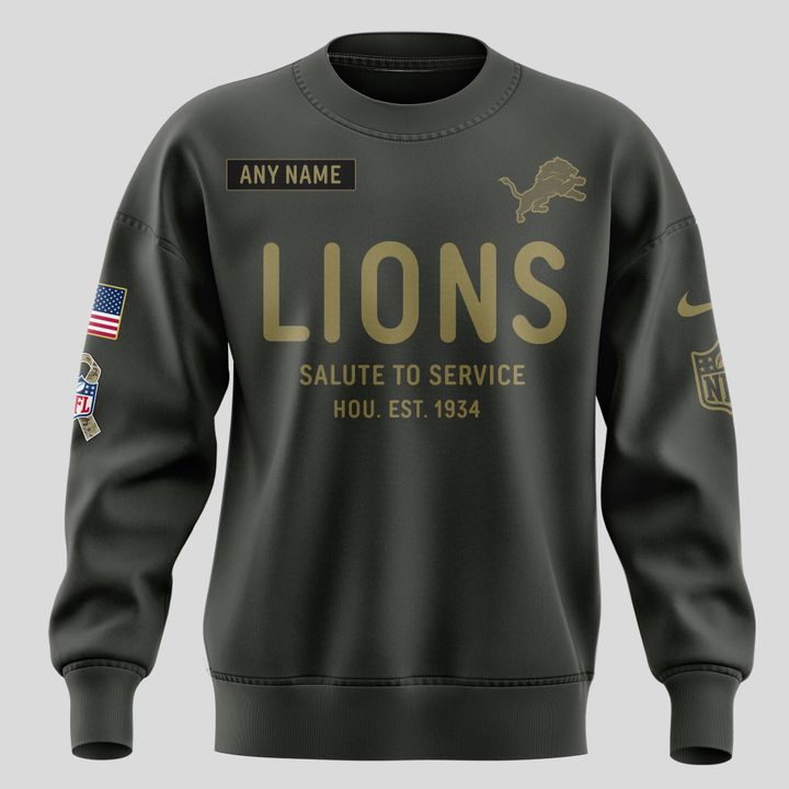 Detroit Lions Salute to Service Sideline 2025 Sweatshirt Custom Name