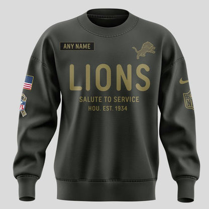 Detroit Lions Salute to Service Sideline 2025 Sweatshirt Custom Name