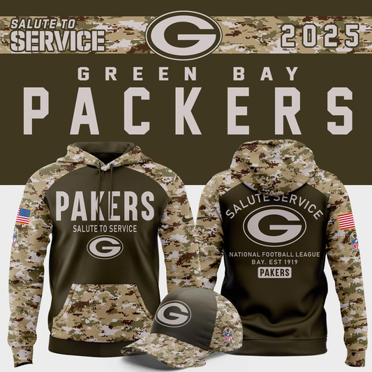 Men's Green Bay Packers Olive/Camo 2025 Salute to Service Sideline Limited Hoodie
