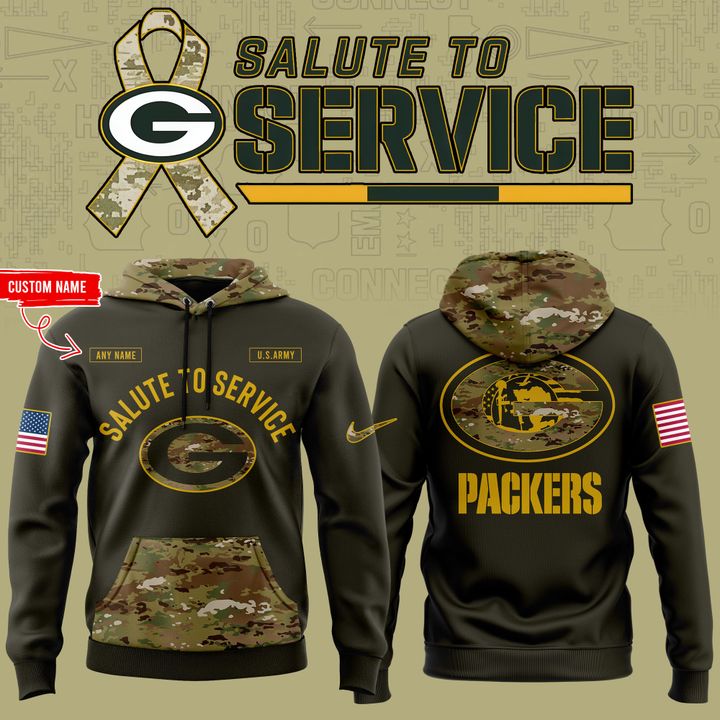 Men's Camo Green Bay Packers 2025 NFL Salute to Service Limited Pullover Hoodie