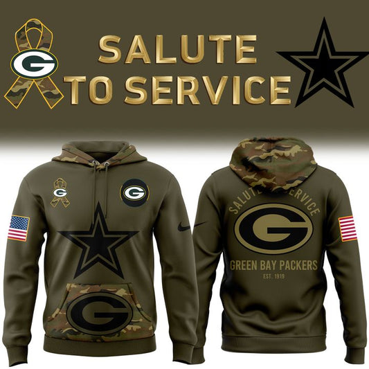 Men's Green Bay Packers 2025 NFL Salute to Service Army 250 Limited Edition Hoodie