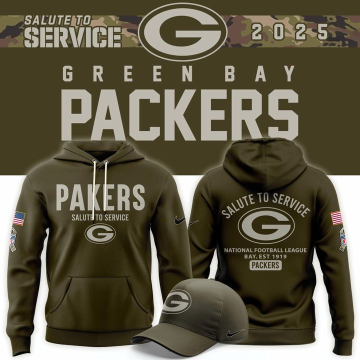 Men's Green Bay Packers Olive 2025 Salute to Service Sideline Hoodie