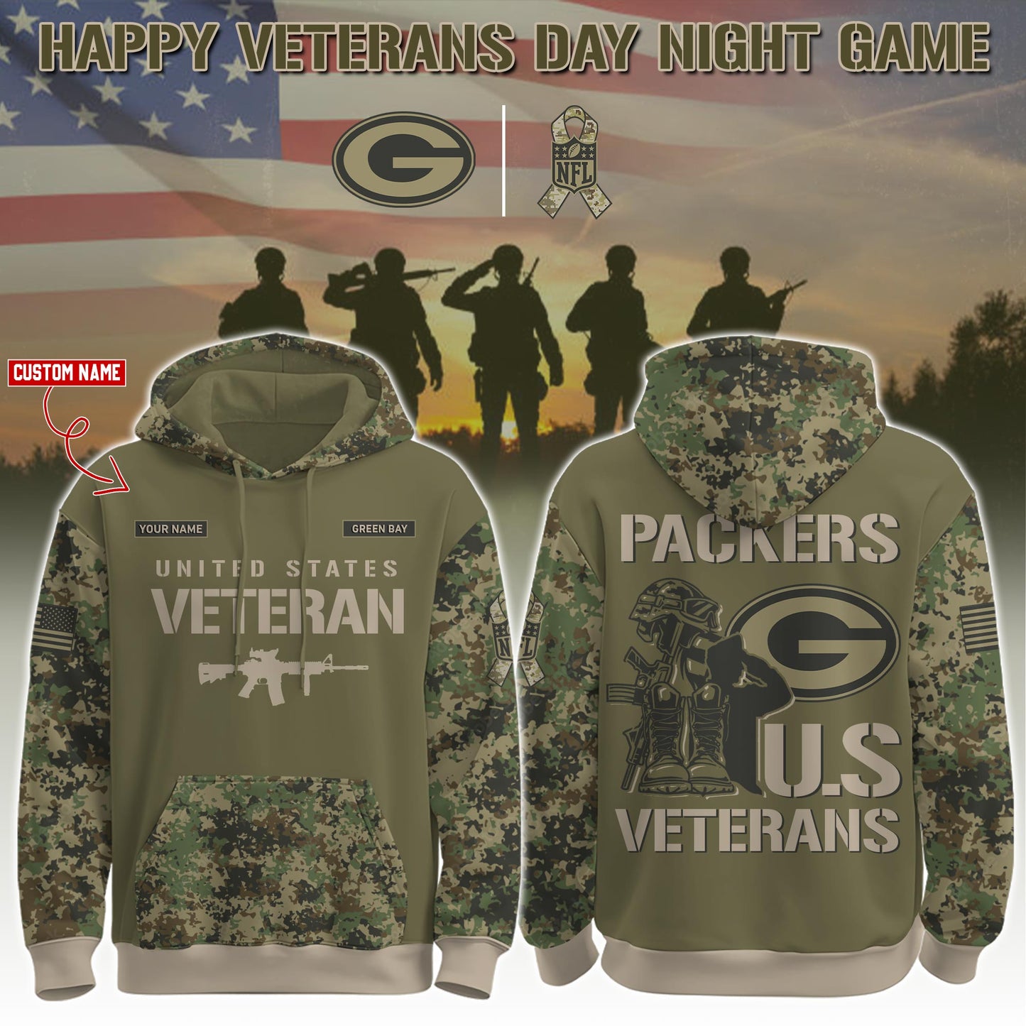 Green Bay Packers - Veteran Day 2025 Hoodie Limited Edions