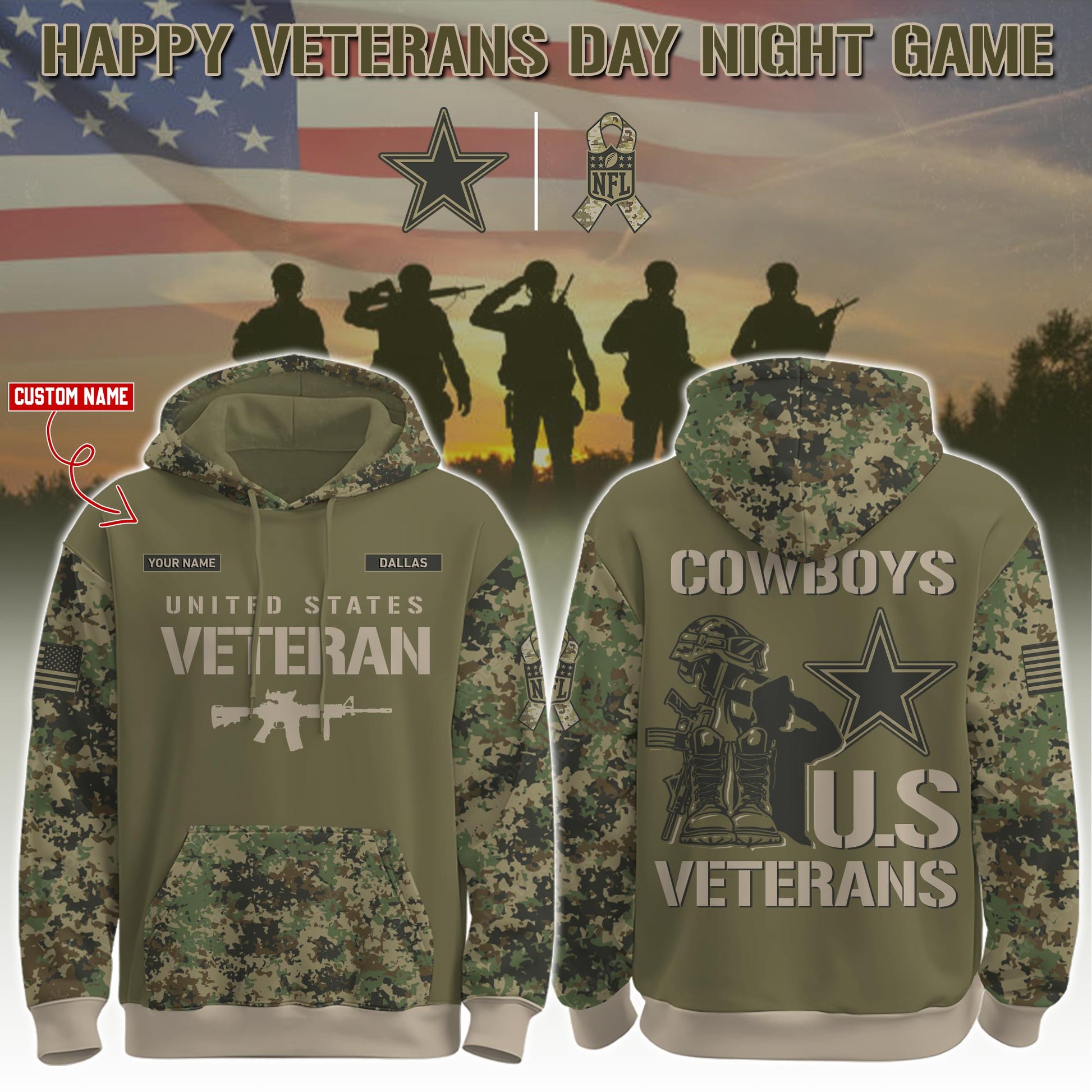 Dallas Cowboys - Veteran Day 2025 Hoodie Limited Edions