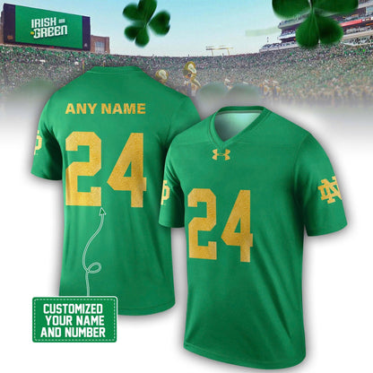 Limited Edition Notre Dame IRISH WEAR GREEN Custom Name And Number Football Jersey
