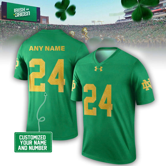 Limited Edition Notre Dame IRISH WEAR GREEN Custom Name And Number Football Jersey