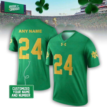 Limited Edition Notre Dame IRISH WEAR GREEN Custom Name And Number Football Jersey