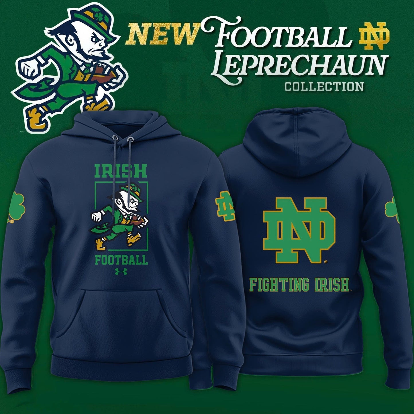 Notre Dame Fighting Irish Football Leprechaun Limited Editions 2025 Hoodie “ Navy
