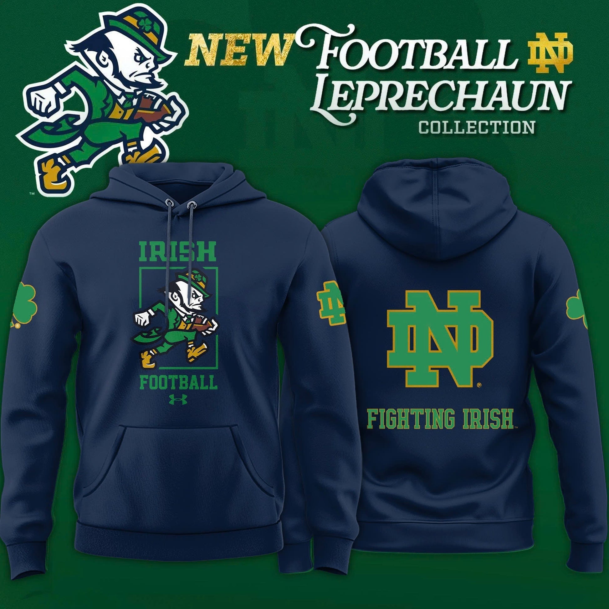 Notre Dame Fighting Irish Football Leprechaun Limited Editions 2025 Hoodie “ Navy