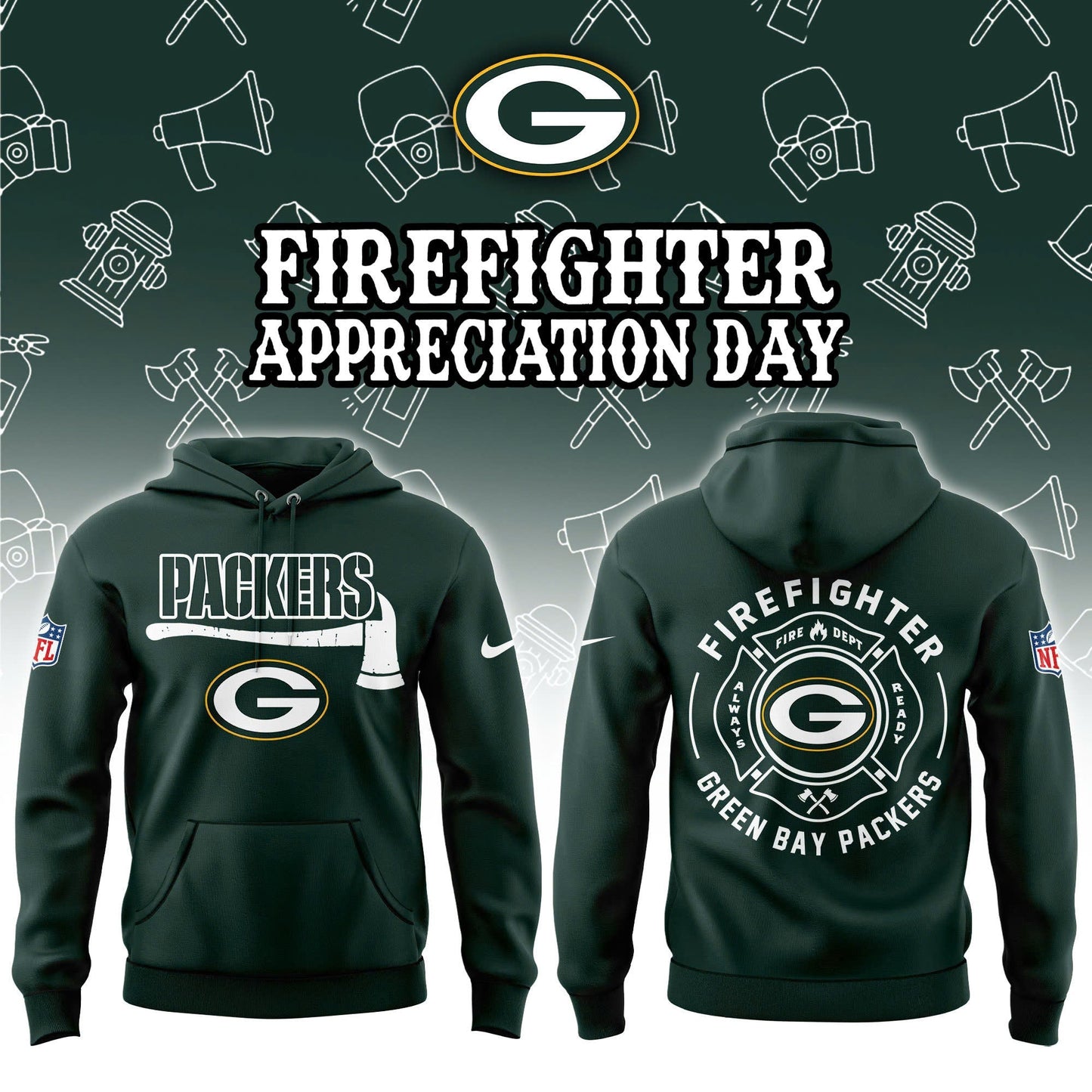 Green Bay Packers Firefighter Appreciation Day Hoodie | Jogger | Cap Limited Edition